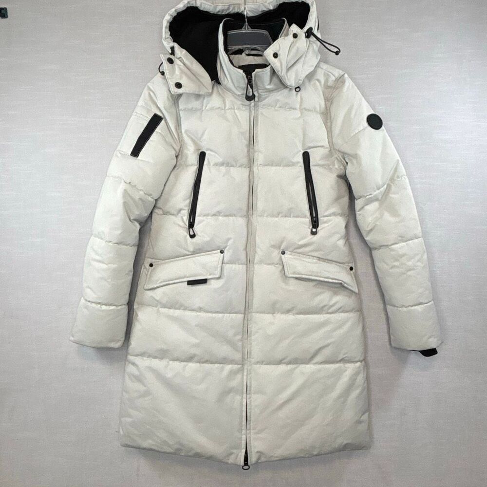 Noize Women’s Size Medium White Puffer Parka Hooded Ski Snow Jacket Coat Canada